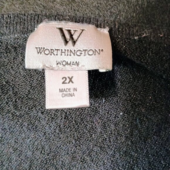 GUC: Worthington Sze 2X Black Cowl Neck Dolman Sleeve Blouse - Picture 3 of 5